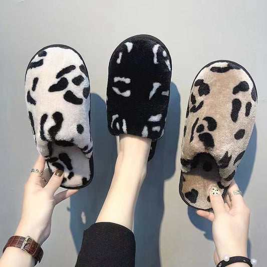 Baotou Leopard Print Fashionable Warm Cotton Slippers